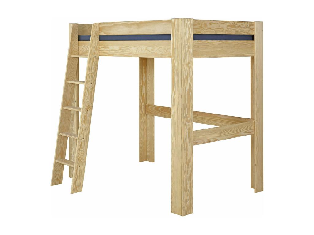 2-seater mezzanine bed 120x190 cm solid wood natural wood Domopure FFLZ78775