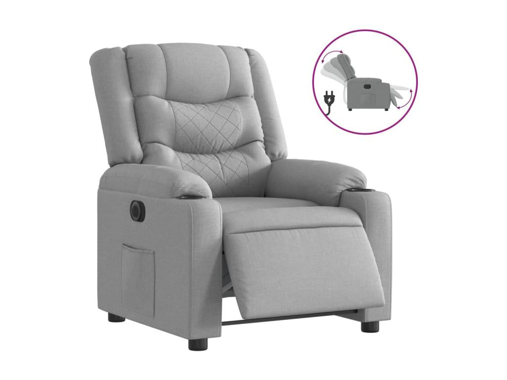 Electric Recliner Chair Light Grey Fabric XBWV67924