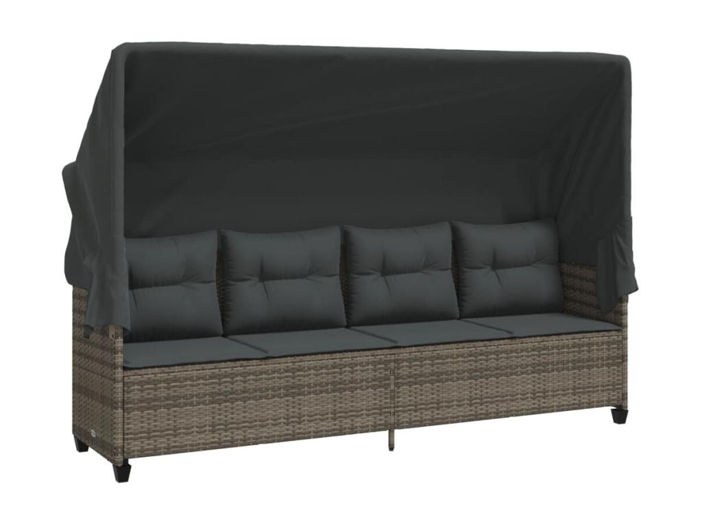 5-piece garden furniture set with grey resin wicker cushions AOYP44472