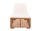 Chaise longue with cream cushion, solid teak wood, TBLB91234