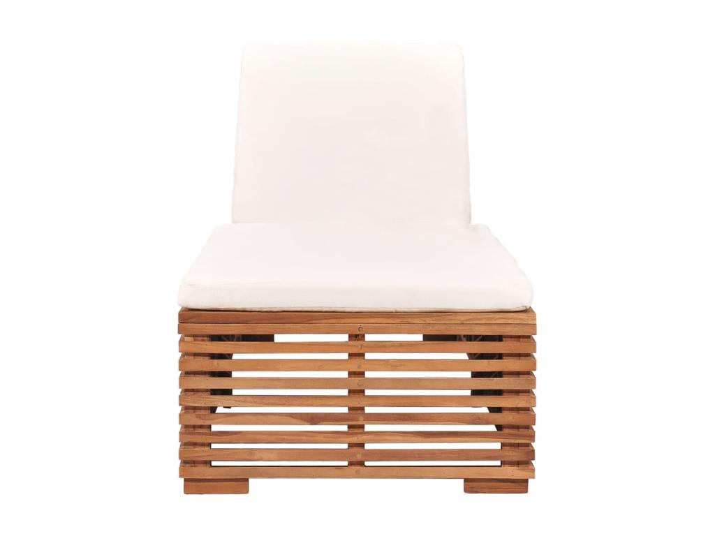 Chaise longue with cream cushion, solid teak wood, TBLB91234