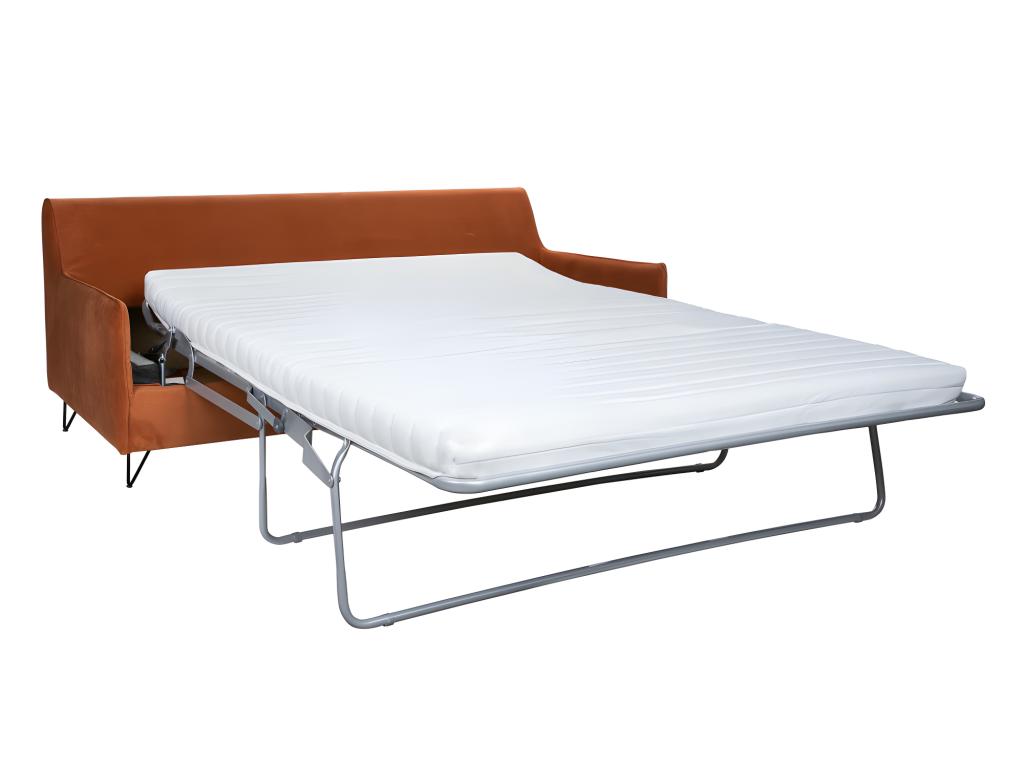 Chicyla - 4-seater convertible sofa in velvet with black hairpin legs - Rust color BPIJ38810