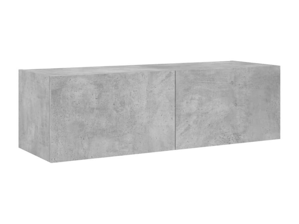 3-piece wall-mounted TV unit with Domopureères LED lights, concrete grey, IZQR26942
