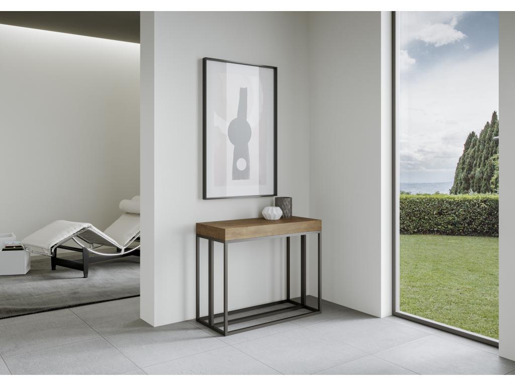 Extendable console table 90x40/196 cm Epoca Small Walnut with Anthracite frame KKXZ81218