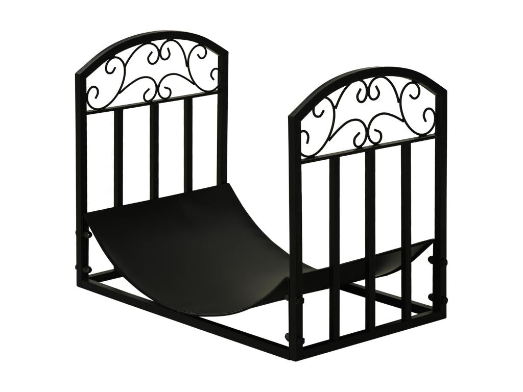 Domopure Log Holder, Wrought Iron Style Log Rack, Dimensions: 60.5L x 36W x 46.5H cm, Black Metal, PDWM23505