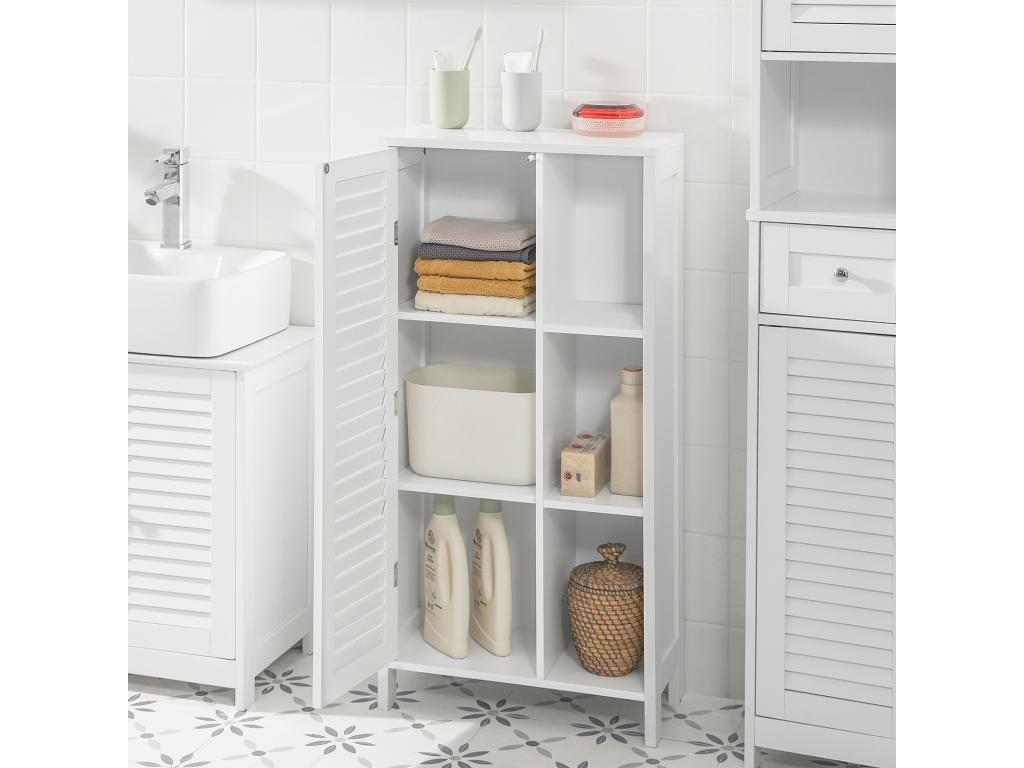 Low Cabinet, Tall Cabinet, Storage Cupboard, Wardrobe with 1 Door and 3 Shelves, White BZr39-w EKGU57292