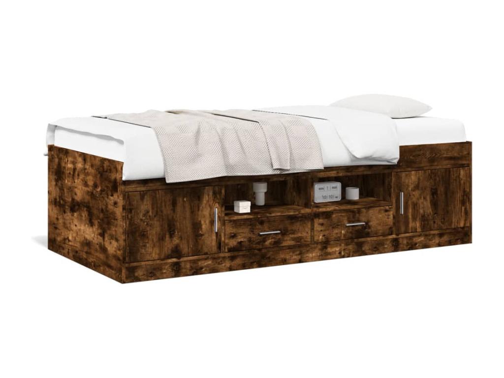 Daybed with drawers, without mattress, smoked oak, 75x190 cm ZPNQ75704