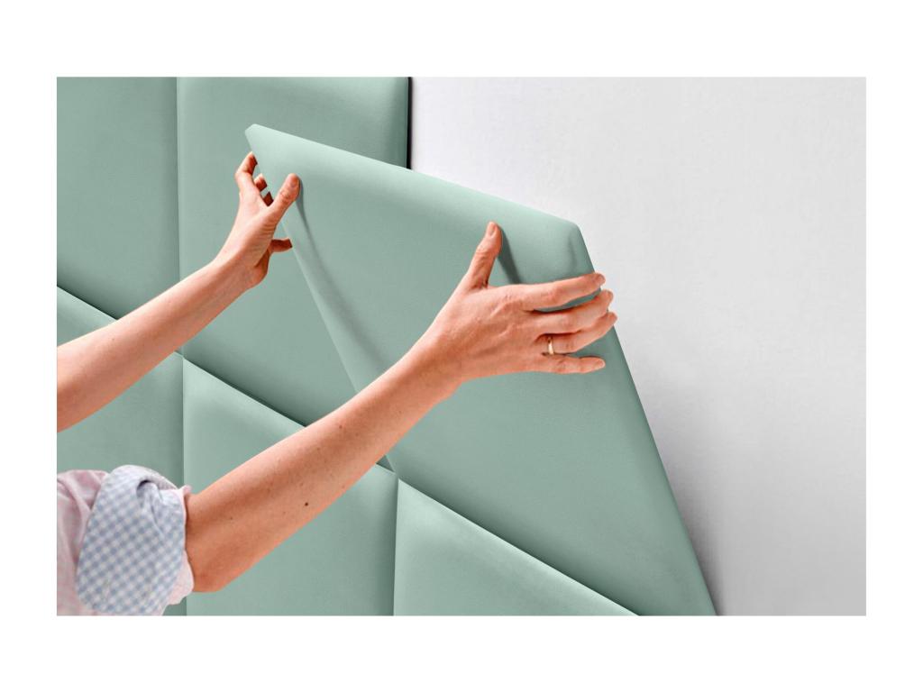 Domopure Upholstered Headboard in High-Quality Faux Leather, Domopure Interior Composed of Interchangeable Self-Adhesive Panels, Green, Domopure 160 cm HVAB53928