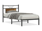 Bed frame without mattress, smoked oak, 75x190cm, engineered wood OJHZ88866