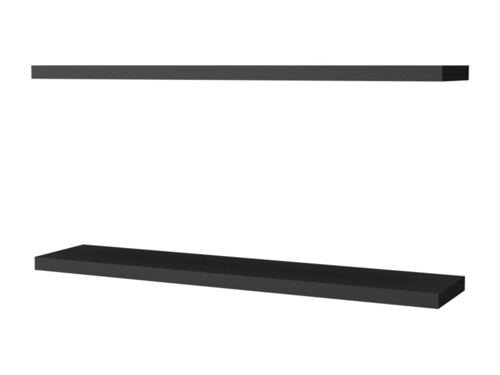 Black melamine floating shelf with 2 shelves, 3.8 cm x 120 cm x 25 cm, NRLF64011