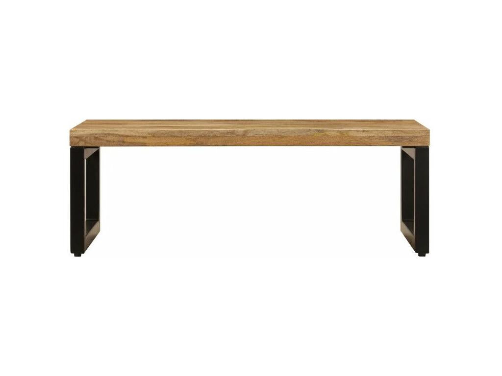 Rectangular coffee table in light solid mango wood and black metal, Grey LAWC98859