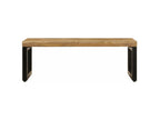 Rectangular coffee table in light solid mango wood and black metal, Grey LAWC98859