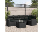 6-piece garden furniture set with cushions, black woven resin WATY03554