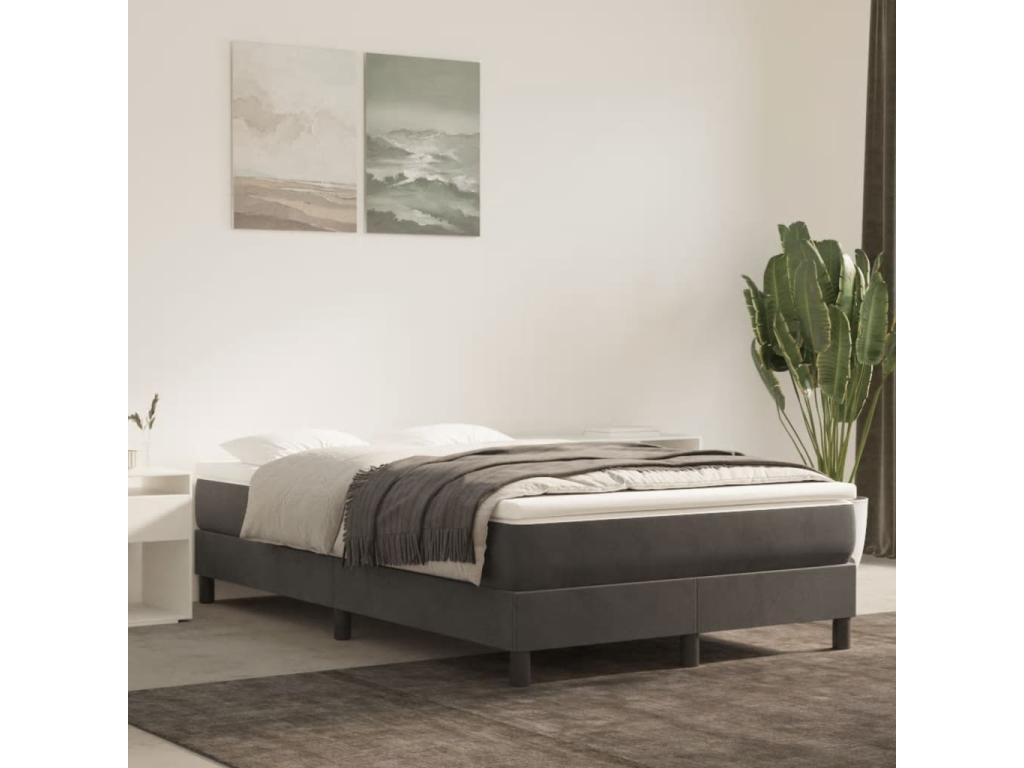 Domopure bed base and dark grey 120x190cm velvet mattress OZWZ38141