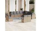 Garden furniture set with cushions, 13 pieces, beige woven resin, EDCZ84780