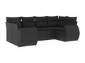 6-piece garden furniture set with cushions, black woven resin KSHL21447