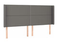 Headboard with wings, Grey, 183x16x118/128 cm, Faux Leather, NVNE07713
