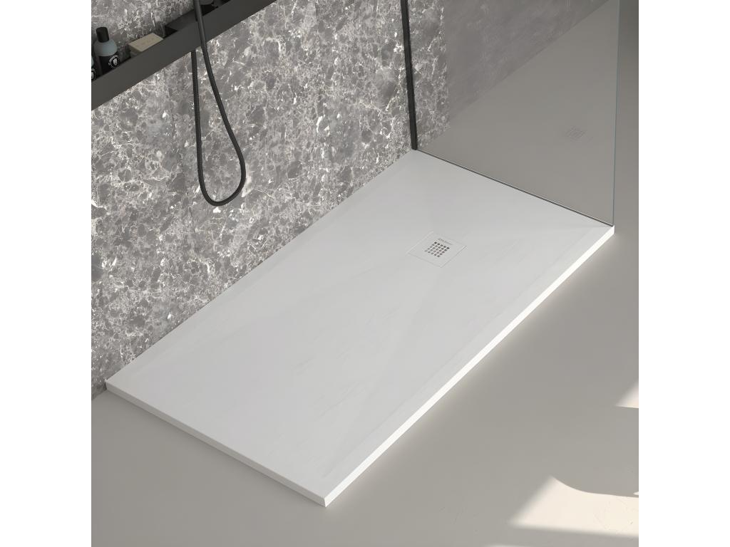Domopure Plus white shower tray with slate finish and colored drain cover - 80x70 cm ZDVB22959