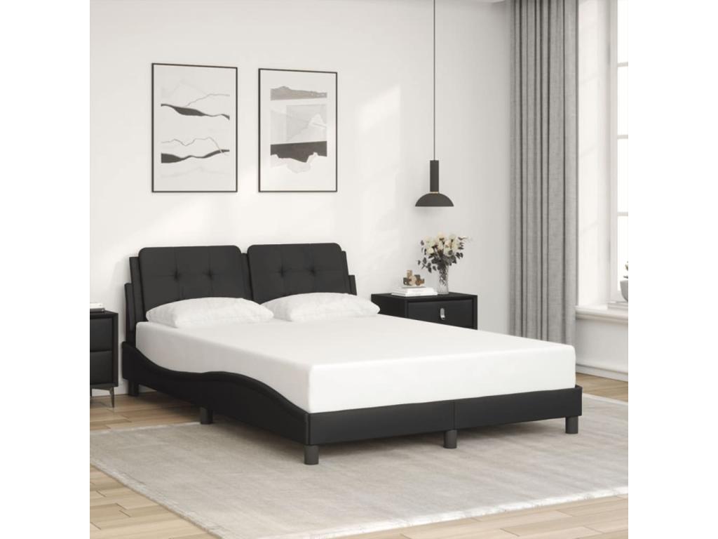Bed frame with LED lighting, mattress not included, black, 140x200 cm LGAW47597