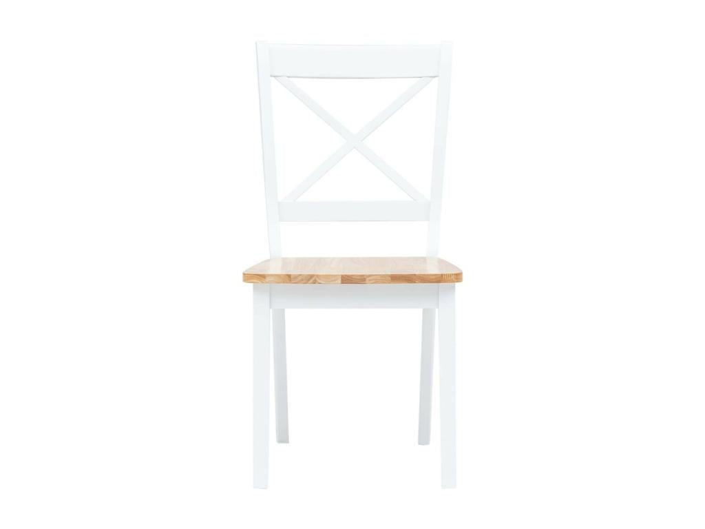 Chicyla solid wood chair in white and natural - Set of 4 CJSD09906