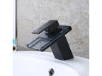 Domopure bathroom ceramic and glass mixer tap, black, without LED / Flexible hose FIEV78635