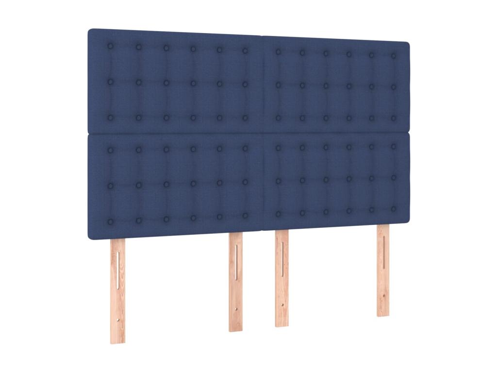 Upholstered bed base with mattress, blue, 140x200 cm, fabric, OOFS69262