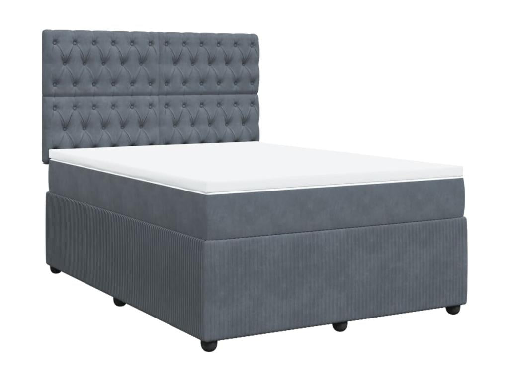 Chicyla bed base and mattress, dark grey, 140x190cm, velvet, LLIE92512