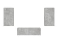 3-piece wall-mounted TV unit with Domopureères LED lights, concrete grey, IZQR26942
