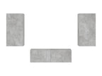 3-piece wall-mounted TV unit with Domopureères LED lights, concrete grey, IZQR26942
