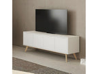 Chicyla - Scandinavian 4-Door TV Stand in MDF and Solid Pine, Natural and White ODVO94525