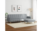 2-seater sofa bed with footrest, light grey fabric EIRE35639