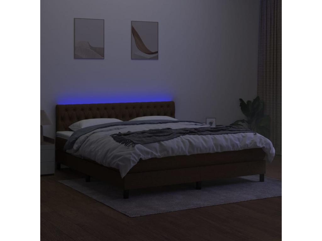 Chicyla bed base with mattress and LED, dark brown, 160x200 cm, HQTQ69351