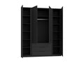 4-door wardrobe with mirrors and 3 drawers - 200 cm - black - Domopure GBBI84210
