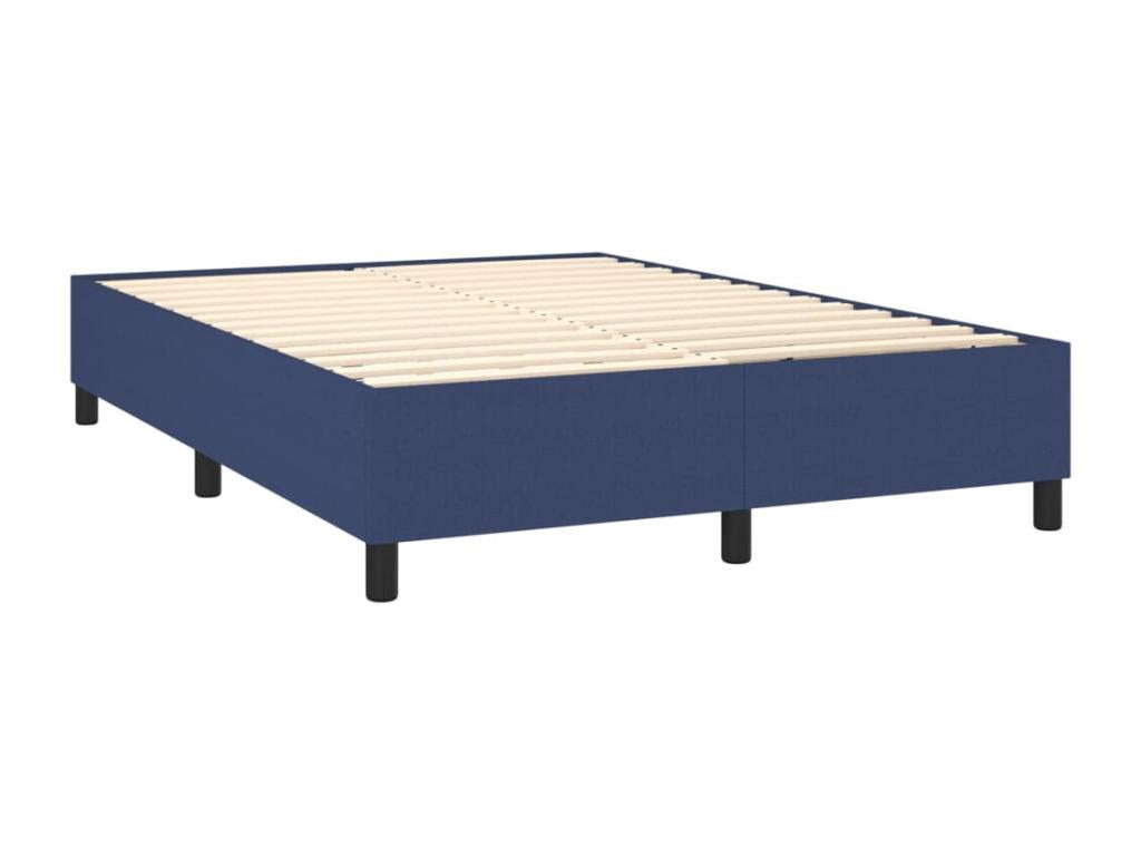 Upholstered bed base with mattress, blue, 140x200 cm, fabric, OOFS69262