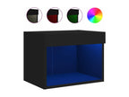 Wall-mounted bedside tables with LED lights, 2 pieces, black EGIW60908