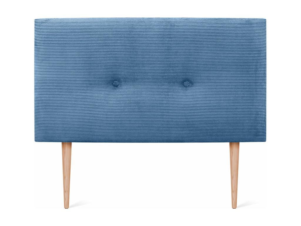 Domopure Plain Corduroy Headboard with Buttons 80x115 with Bed Legs 80/90 - Blue LORW89326