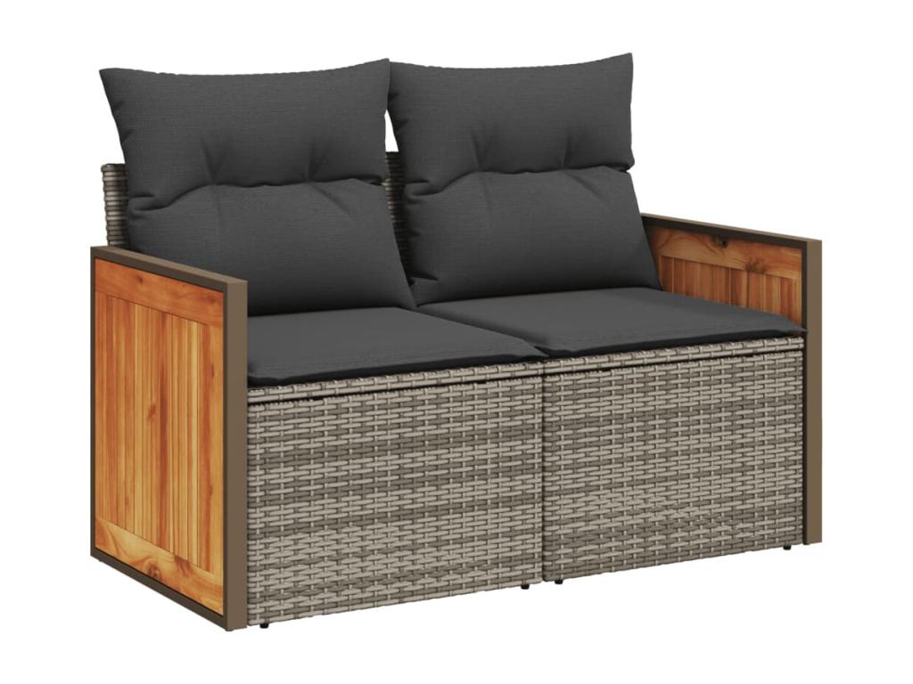 13-piece garden furniture set with cushions, grey woven resin STMR40961