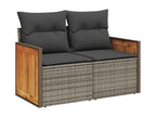 13-piece garden furniture set with cushions, grey woven resin STMR40961