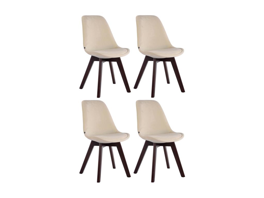 Set of 4 dining chairs - Velvet / Wood - Cream - Chicyla V2 PIUJ99844