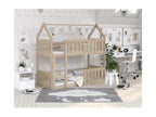 Mini Cabin Bunk Bed 80x160 Pine, Delivered with Slatted Bases HGLW65853