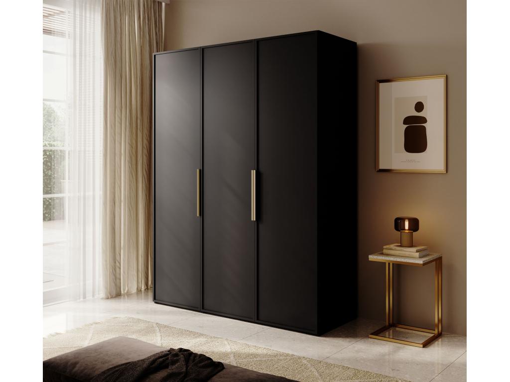 3-door wardrobe with two hanging rails - 150 cm - black - Chicyla ZDKD44466