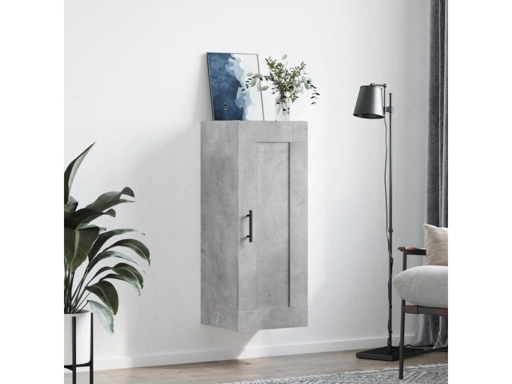 Concrete grey wall cabinet 34.5x34x90 cm engineered wood WVRR25886