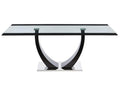 Chicyla II OYBA68354 8-Person Dining Table in Tempered Glass, MDF and Stainless Steel - Black