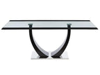 Chicyla II OYBA68354 8-Person Dining Table in Tempered Glass, MDF and Stainless Steel - Black