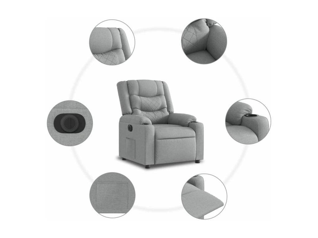 Electric Recliner Chair Light Grey Fabric XBWV67924