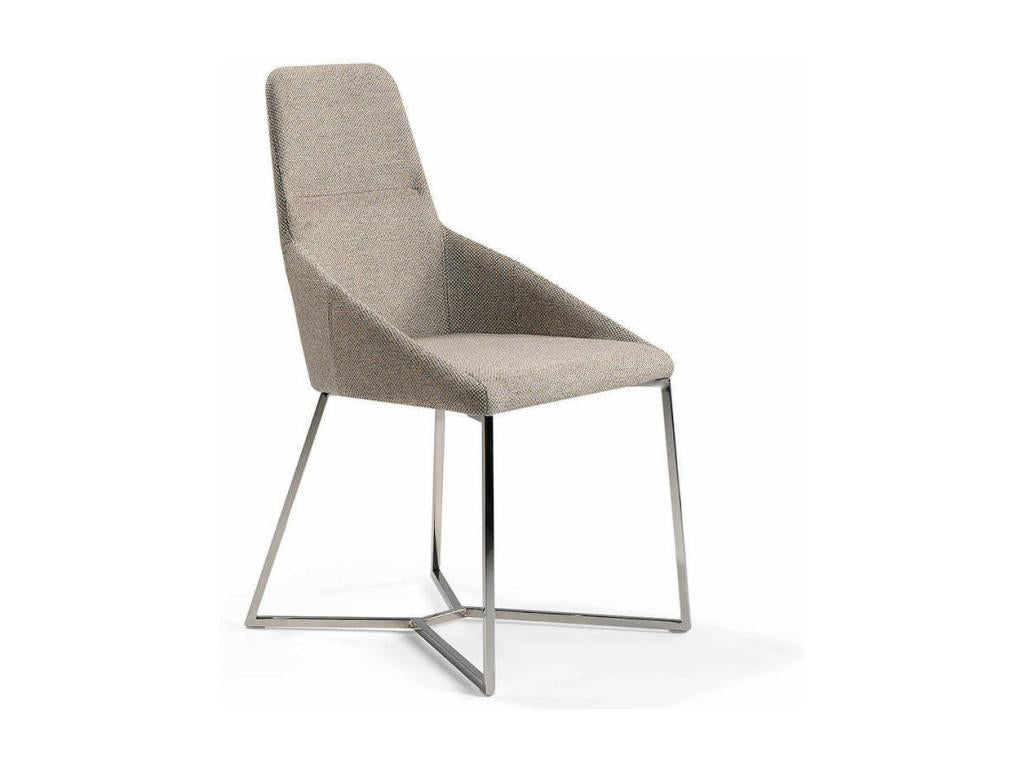 Domopure Modern Fabric Chair with Chrome Steel Legs - Set of 4 - Domopure 71 Light Grey QWEE75570
