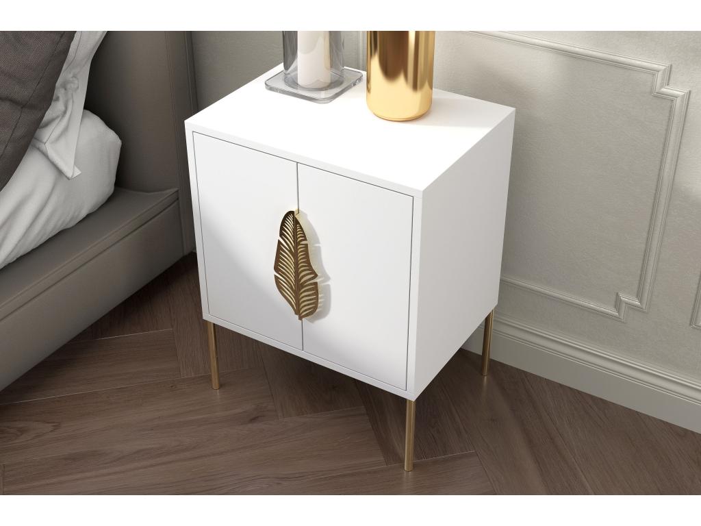 Chicyla white bedside table with gold accessories / 54 cm UQVW56057