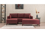 Small left-hand corner sofa bed with ottoman in burgundy fabric Domopure 205cm TQNS80869