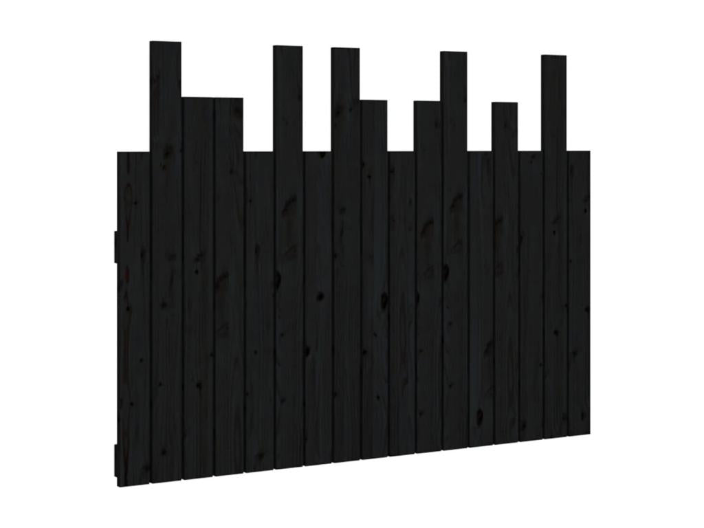 Wall-mounted headboard, black, 108x3x80 cm, solid pine wood, NARI30741