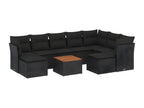 10-piece garden furniture set with cushions, black resin wicker XHFO76720